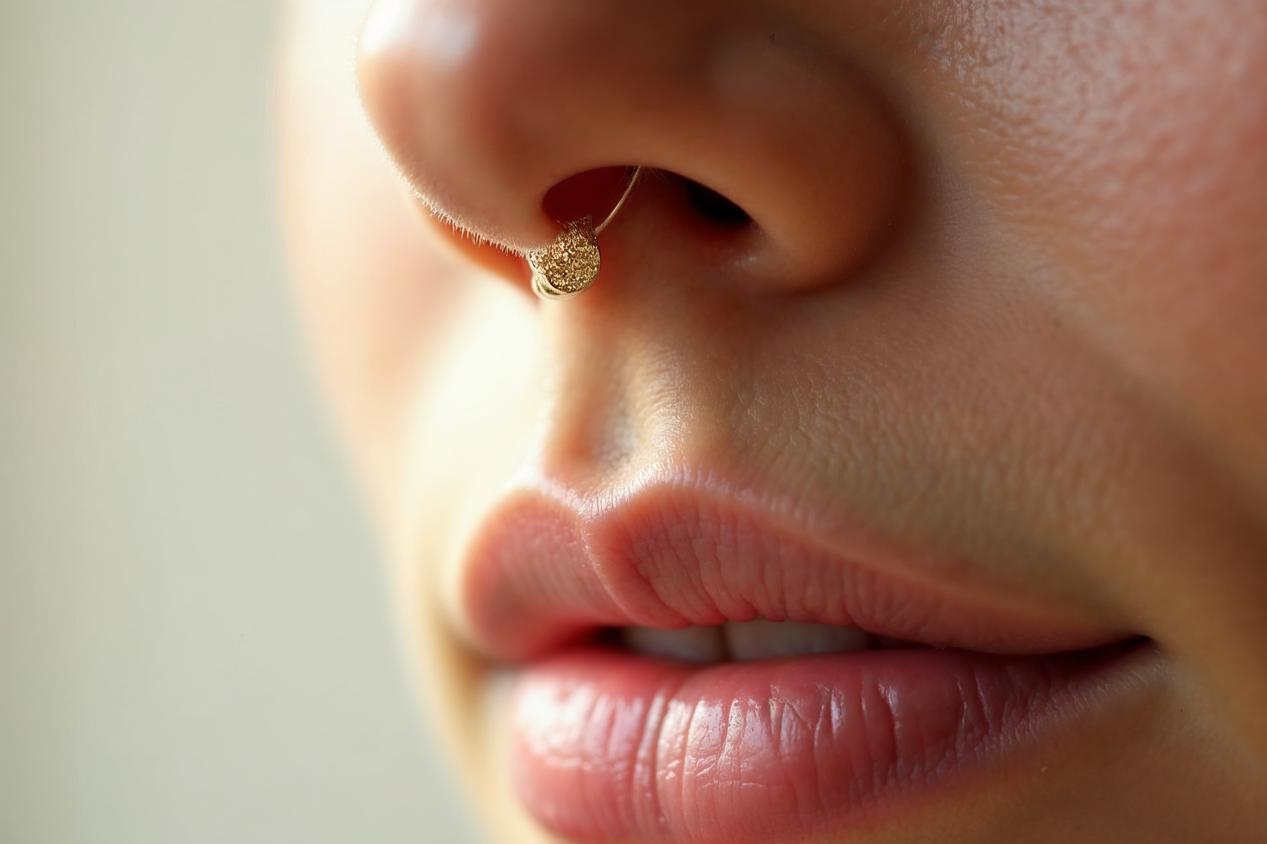 Burun kanadında 14 ayar altın seamless ring piercing